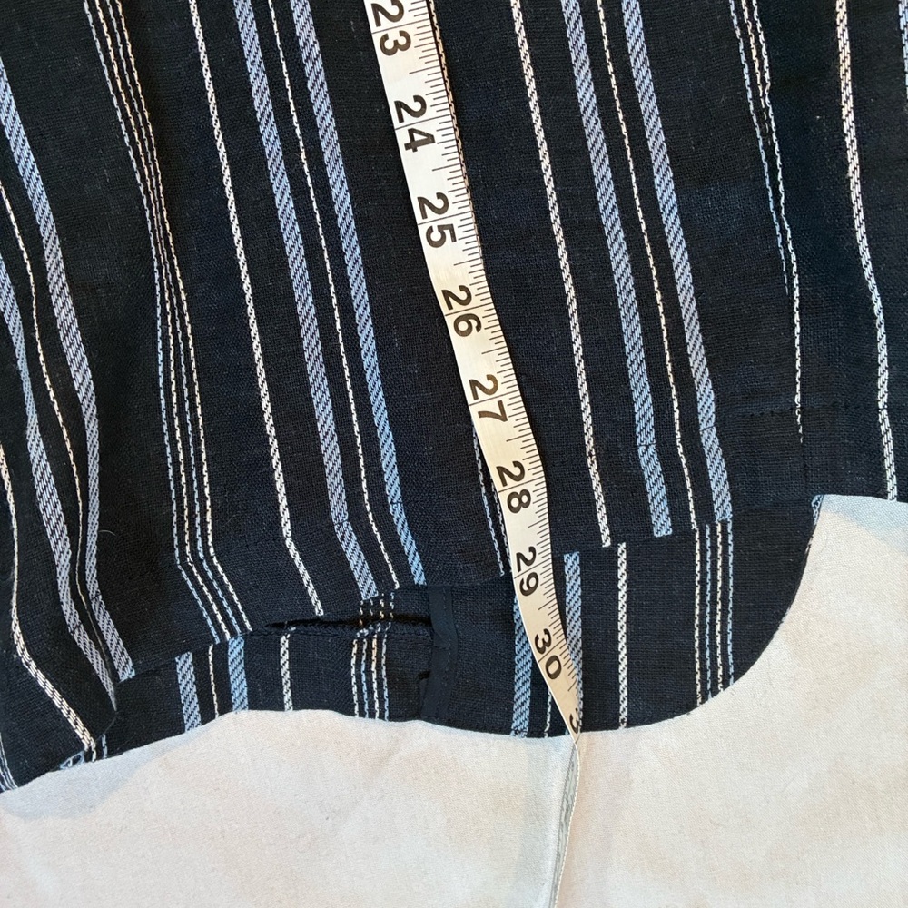 Spring Linen Blazer Women Large Navy/Light Blue/White Striped Blazer Linen Blend - Picture 9 of 12